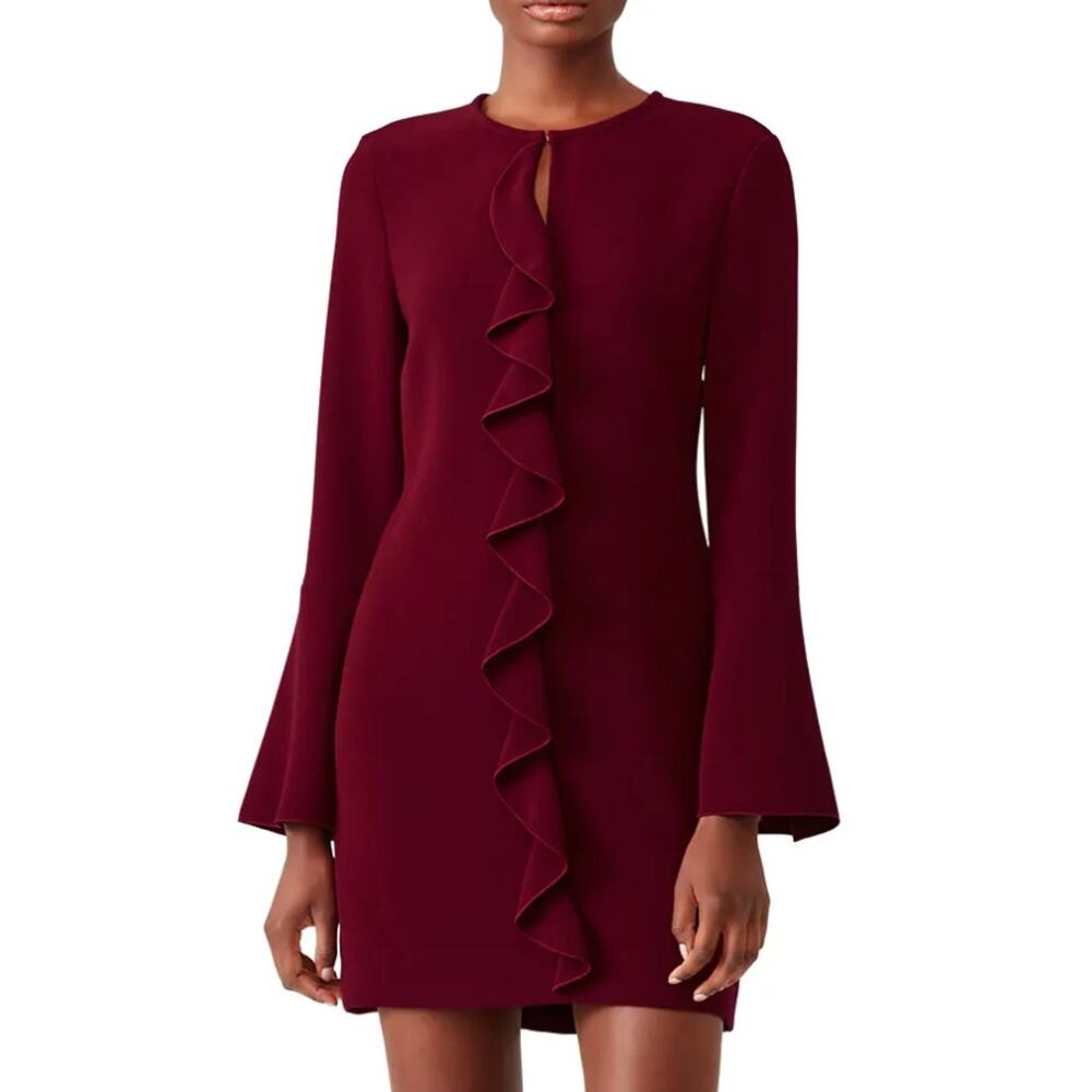 Rachel Zoe Merlot Mini Sheath Dress Size 0 Work Career Ruffle Designer $400